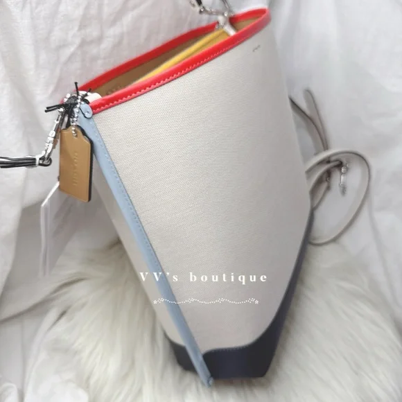 NWT Coach Mollie Bucket Crossbody Bag Colorblock Canvas Natural Multi CA201 - Picture 5 of 10